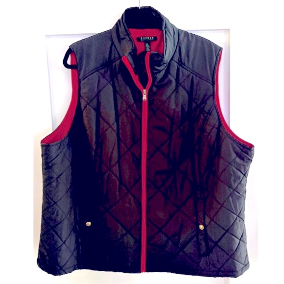Ralph Lauren lightweight quilted vest black red zipper outdoors women’s size 3XL - Picture 2 of 6